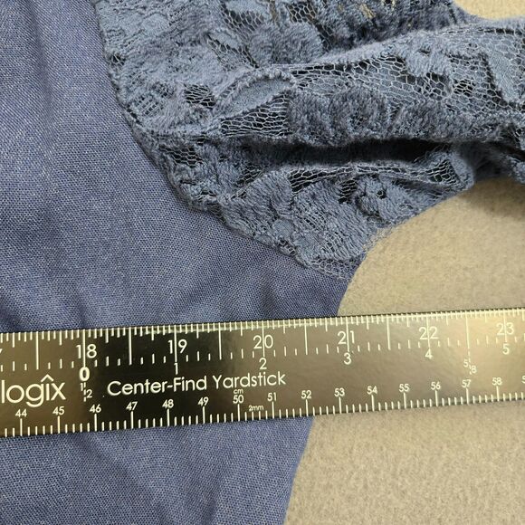 Chico's Women 1 US M Dark Blue Silver Zip Lace Moto Notched Collared Open Blazer - Picture 11 of 12